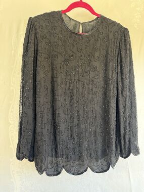Unbranded Beaded Swirl Shoulder Pads Vintage Evening Wear Long Sleeve